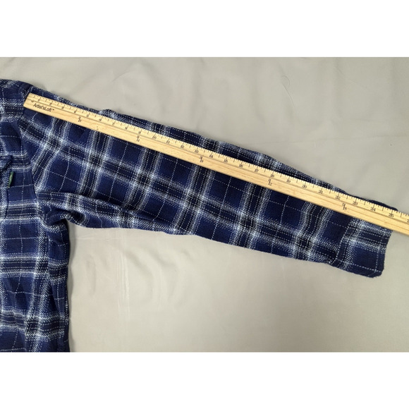 Woolrich Woolen Mills Heavyweight Plaid Flannel Shirt Shacket Mens XL Blue - Picture 6 of 14